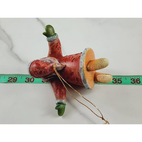 Christmas Tree Ornament Santa Claus Flying Holidays 4 3/4" Xmas Decoration Vtg - Picture 13 of 14